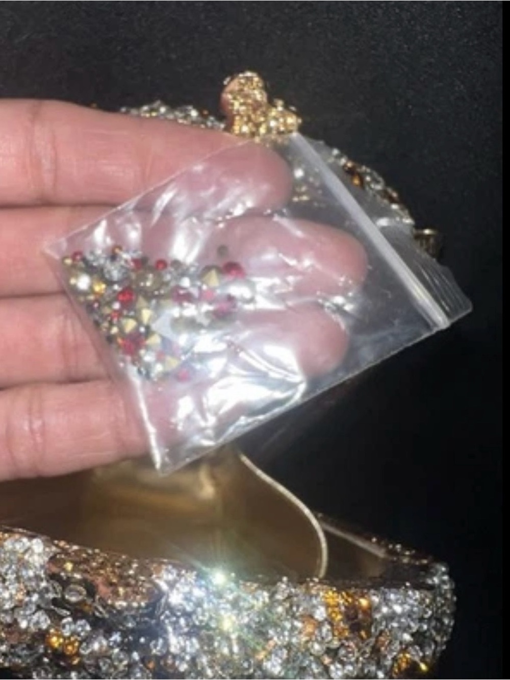 Rhinestone Popcorn Clutch mini Bag - Red & White Striped - Picture 6 of 9